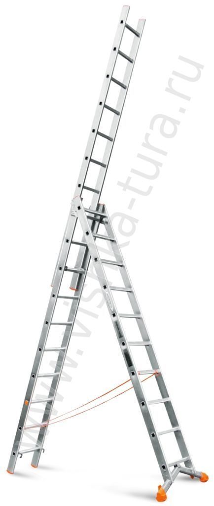 Лестница алюминиевая трехсекционная Эйфель серия Ювелир 3х8