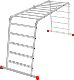 Профессиональная алюминиевая лестница-трансформер с развальцованными ступенями