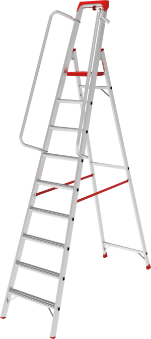 Индустриальная алюминиевая стремянка с развальцованными ступенями и органайзером NV5115 артикул 5115109