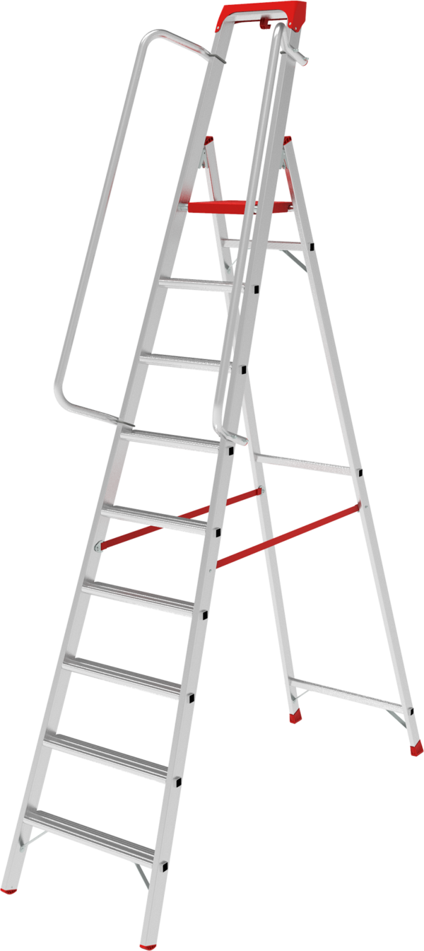 Индустриальная алюминиевая стремянка с развальцованными ступенями и органайзером NV5115 артикул 5115109