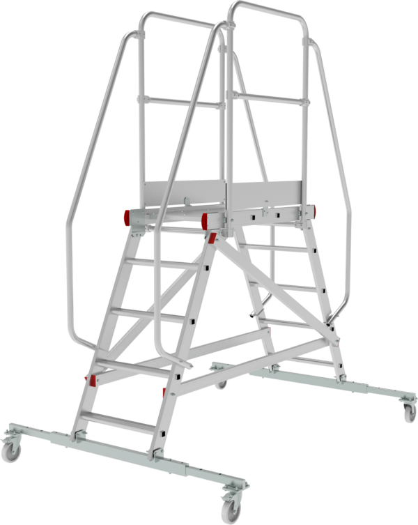 Индустриальная передвижная двухсторонняя лестница-подмости с платформой NV5520 артикул 5520205
