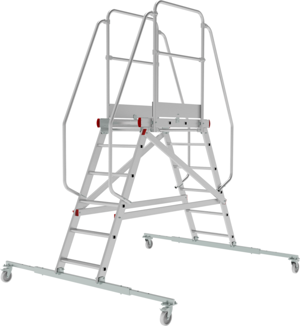 Индустриальная передвижная двухсторонняя лестница-подмости с платформой NV5520 артикул 5520206
