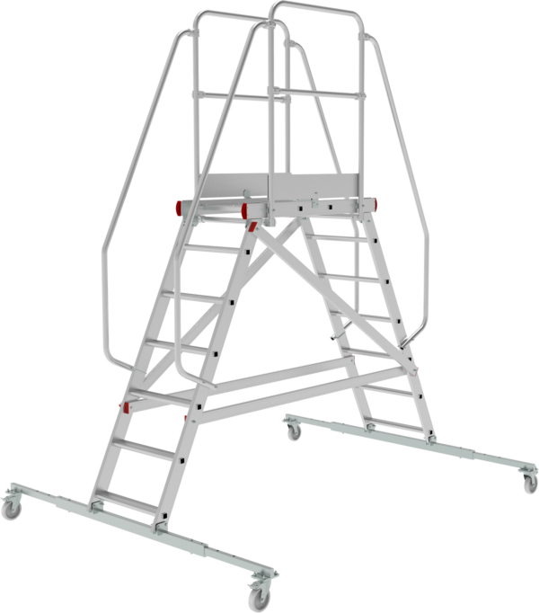 Индустриальная передвижная двухсторонняя лестница-подмости с платформой NV5520 артикул 5520207