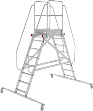 Индустриальная передвижная двухсторонняя лестница-подмости с платформой NV5520 артикул 5520208