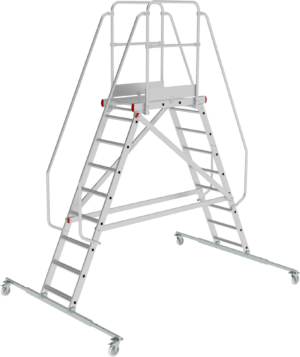 Индустриальная передвижная двухсторонняя лестница-подмости с платформой NV5520 артикул 5520209