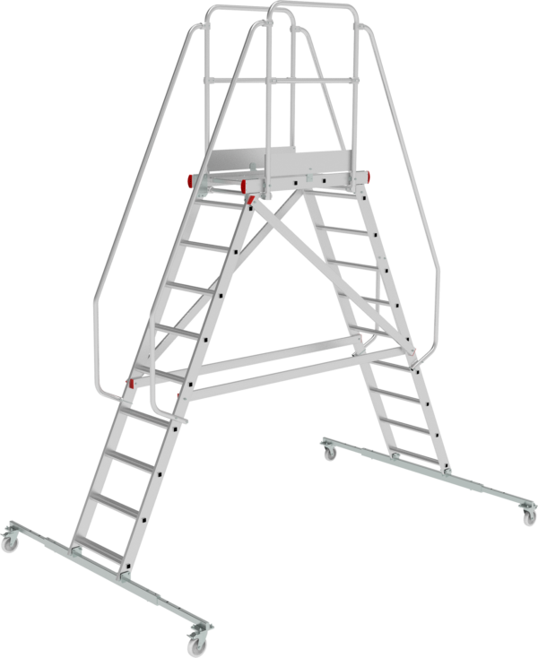 Индустриальная передвижная двухсторонняя лестница-подмости с платформой NV5520 артикул 5520210