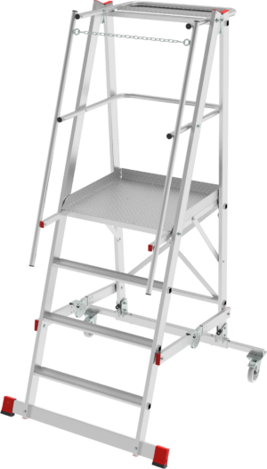 Индустриальная передвижная складная лестница-стремянка с платформой NV 5540 артикул 5540104