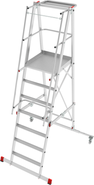 Индустриальная передвижная складная лестница-стремянка с платформой NV 5540 артикул 5540107