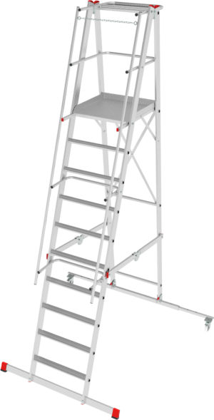 Индустриальная передвижная складная лестница-стремянка с платформой NV 5540 артикул 5540110