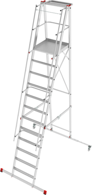 Индустриальная передвижная складная лестница-стремянка с платформой NV 5540 артикул 5540112